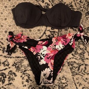 Victoria Secret Floral Black/Dark Grey Bikini